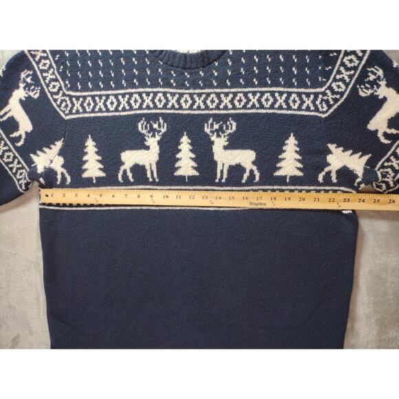 Old Navy Sweater Men's XLT Navy Fair Isle Reindeer Christmas Holiday Cabincore - Picture 4 of 9